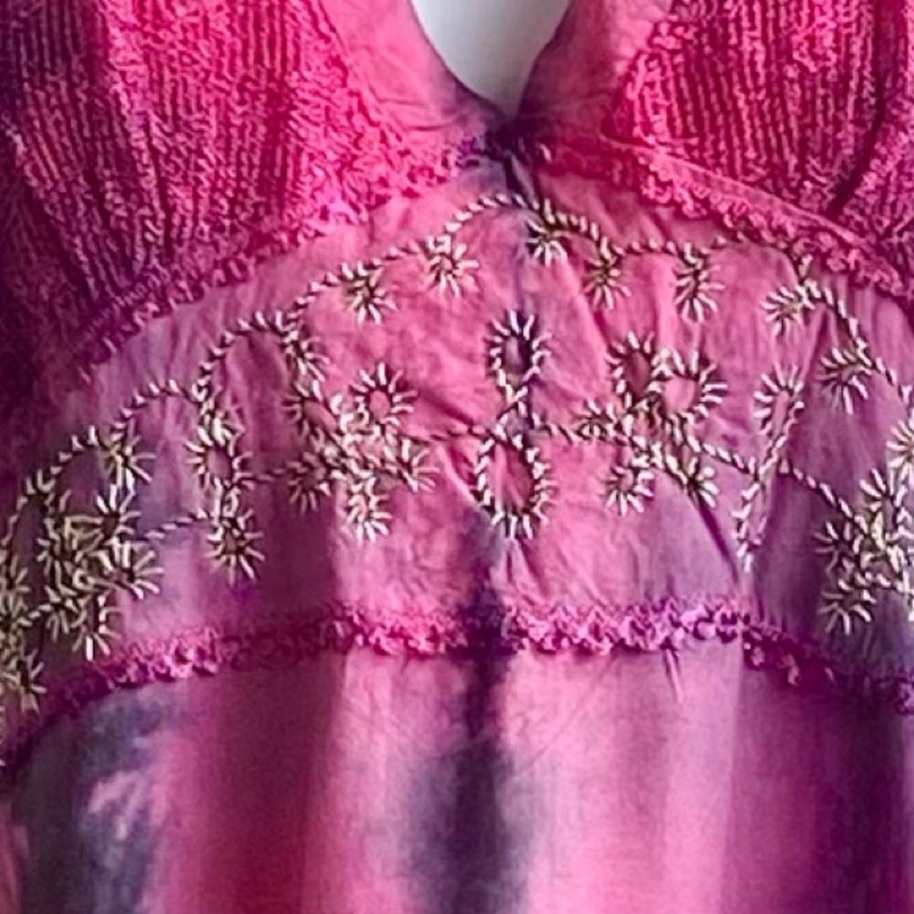 LSI Vintage Pink and Black Tie Dye Embroidered Dress - Picture 4 of 9